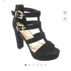 Top Moda Faux Suede Strappy Platform Chunky High Heel Dress Classic